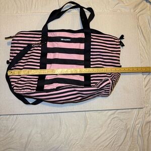 Stylish Pink and Black Striped Women's Bag